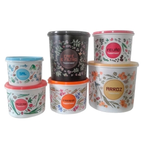Kit Tupper Tupperware Floral 6 peças